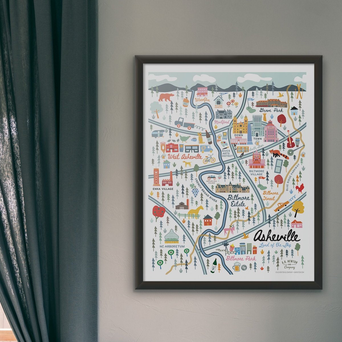 ASHEVILLE NC Map Art Wall Decor City Map Asheville North Etsy