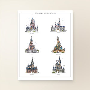 Princess Castle Kingdoms of the World | Graphic Line Art Print Collection | Girls Room | Magic Nursery Baby Room Decor | Theme Park Series