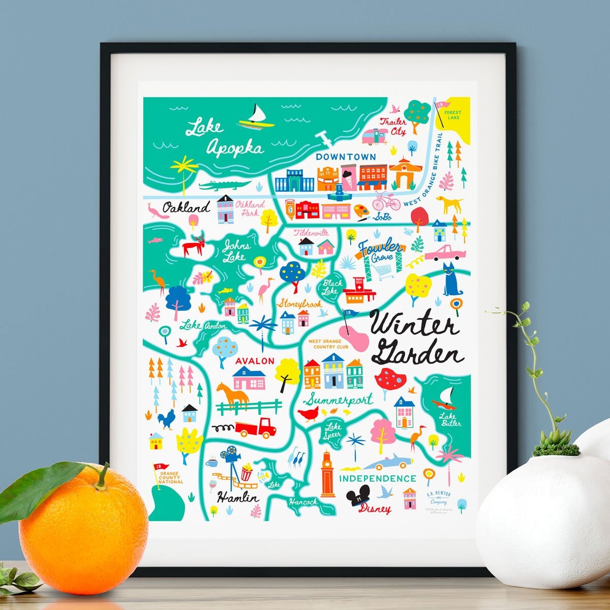 WINTER GARDEN FL Map Art Wall Decor - Il Fullxfull.2273693264 9rwm