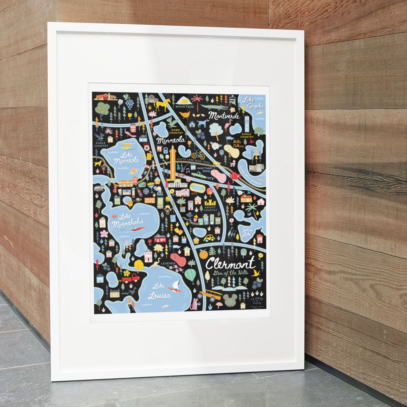CLERMONT FL Map Art Wall Decor City Map Clermont Florida Art Print