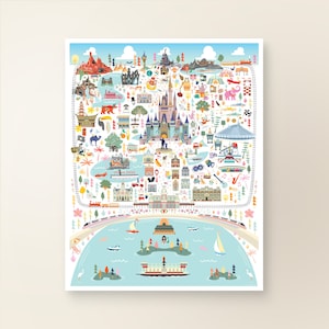 MAGIC KINGDOM Poster Walt Disney World Magic Kingdom Whimsical Map Walt Disney World Wall Decor Disney Art Print image 1