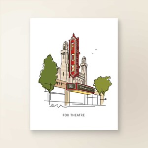 FOX THEATRE | Art Wall Decor | Atlanta Landmark Series | Poster Print | Sketch Illustration