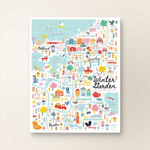 WINTER GARTEN FL Karte Kunst Wand Dekor | Stadt Karte Wintergarten Florida | Kunstdruck Poster | Wunderliche Illustration | Tagesversion