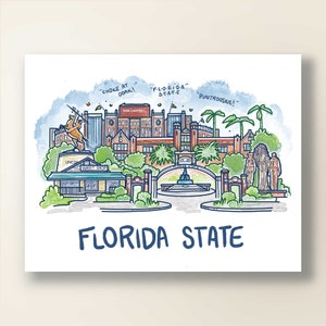 Florida State CAMPUS LIFE | FSU Art Wall Decor | Collegiate Print Series | Florida State University | Poster Print | Sketch Illustration