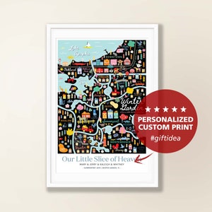 WINTERGARTEN FL Personalisierte Wandkunst | WinterGarten Florida Home Decor | Winter Garten Kunstwerk | Druck | Wunderliche Illustration | Nacht