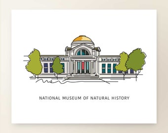 NATURAL HISTORY Museum  | Art Wall Decor | Washington D.C. Iconic Landmark Series | Poster Print | Sketch Illustration