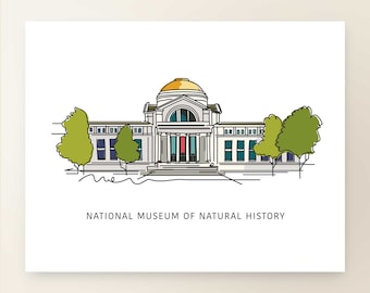 NATURAL HISTORY Museum / Art Wall Decor / Washington D.C. Iconic Landmark Series / Poster Print / Sketch Illustration