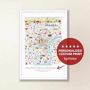 PHILADELPHIA PA Personalisierte Wandkunst | Philadelphia Pennsylvania Home Decor | Philadelphia Wanddekoration | Druck | Skurrile Illustration