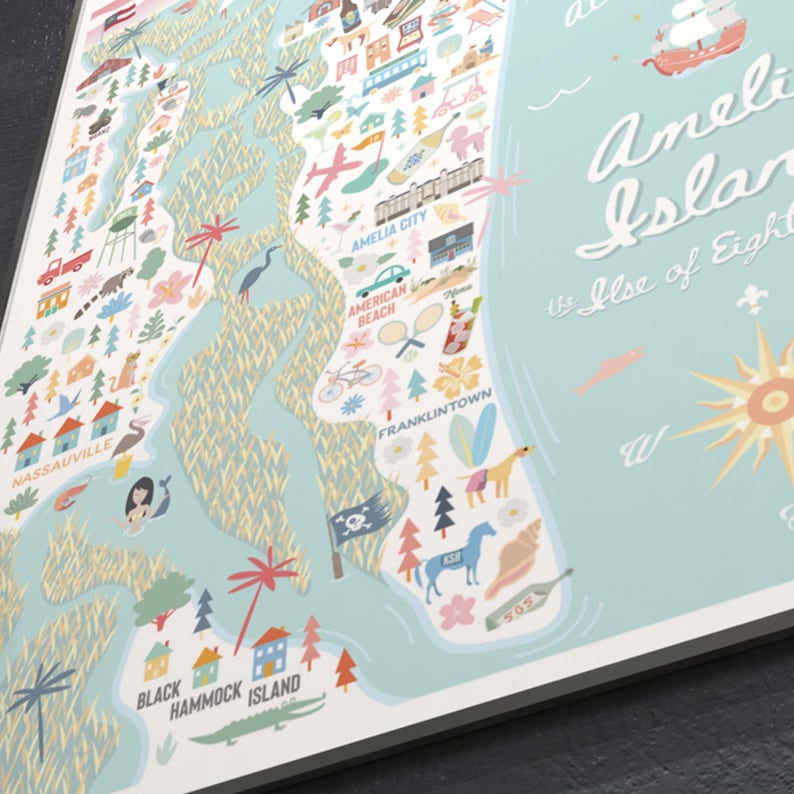 AMELIA ISLAND FL Map Art Wall Decor - Il 794xN.4252087561 G7hz 