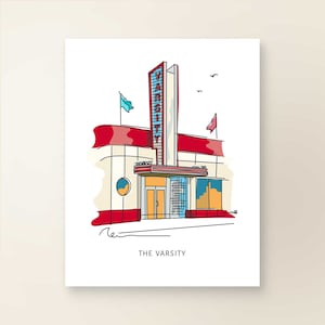 THE VARSITY | Art Wall Decor | Atlanta Landmark Series | Poster Print | Sketch Illustration