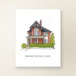 MARGARET MITCHELL Accueil| Décoration murale artistique | Série emblématique d'Atlanta | Impression d’affiche | Illustration de croquis