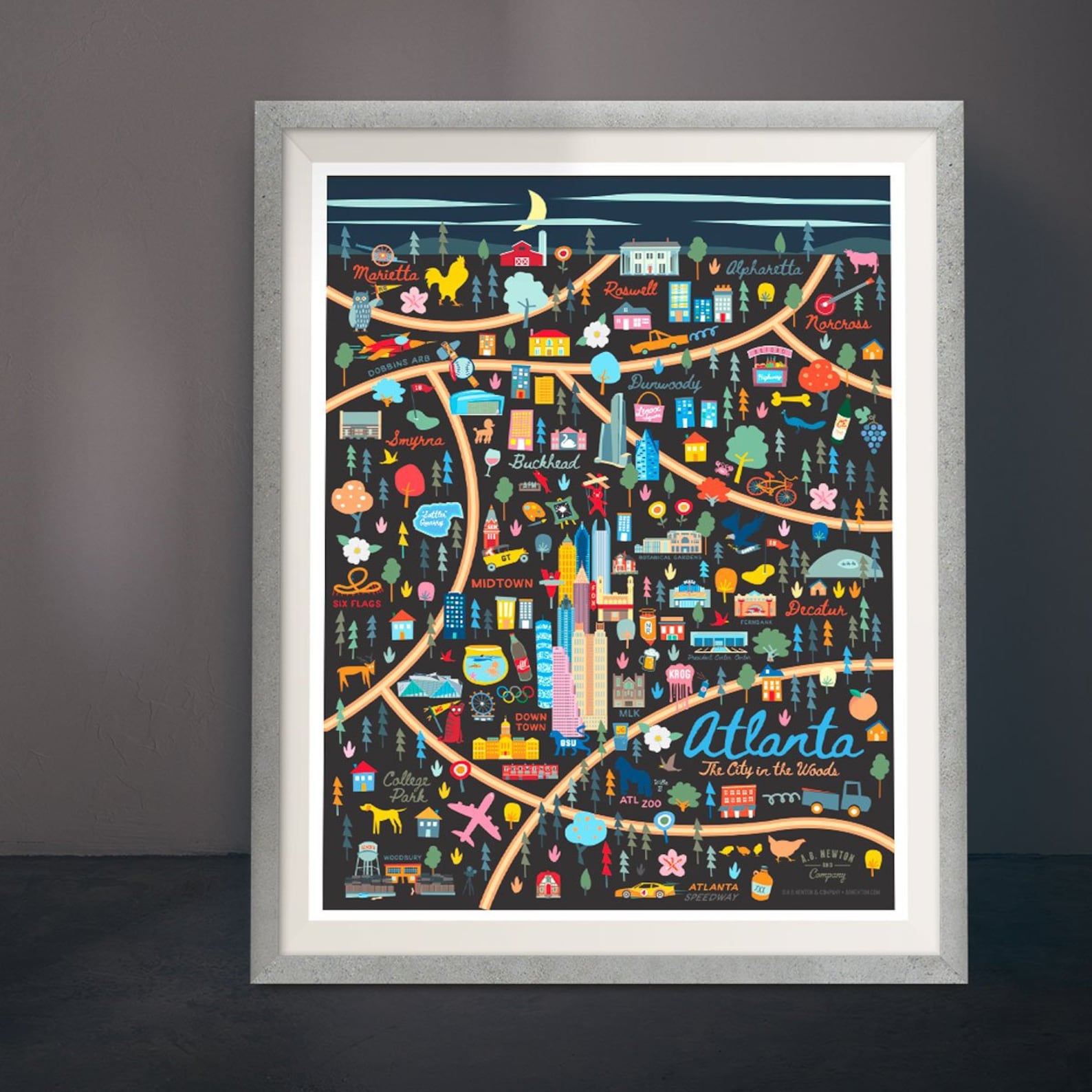ATLANTA GA Map Art Wall Decor City Map Atlanta Georgia Art | Etsy