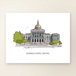 GEORGIA CAPITAL | Art Wall Decor | Atlanta Landmark Series | Poster Print | Sketch Illustration