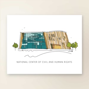 Atlanta Landmark Wall Art Posters | NATIONAL CENTER Of Civil and Human Rights | Map Art Wall Decor | Atlanta Landmark Series | Poster Print