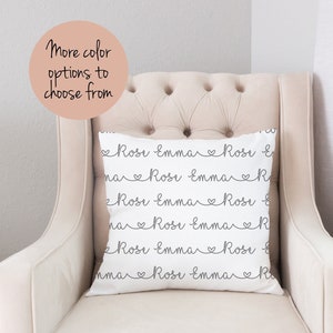 Personalized baby name pillow, Custom name pillow, Nursery decor, Baby girl boy, Cursive heart name, Baby shower gift, New mom baby gift