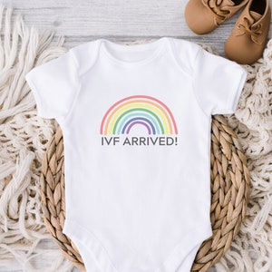 IVF baby infant bodysuit, Hospital outfit, Birth announcement funny, Rainbow, Mom dad baby shower gift, Baby clothes outfit one piece romper