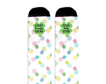 IVF Socks, Lucky Transfer Socks, Transfer day socks, Egg retrieval, Stick baby stick, IVF gift, Pineapple socks, Infertility socks