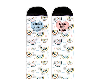 IVF IUI Socks, Lucky Transfer Socks, Personalized egg retrieval socks, Stick baby stick, Rainbow baby mama, IVF iui gift, Infertility socks