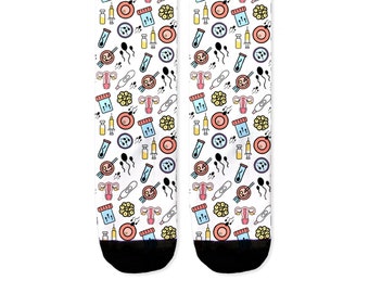 IVF socks, Transfer day socks, Egg Retrieval socks, Lucky transfer socks, Funny ttc sperm egg, Fertility nurse doctor embryologist gift