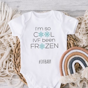 IVF baby bodysuit, Pregnancy announcement, Funny, Mom dad baby shower gift, Used to be frozen, Girl boy clothes outfit one piece romper