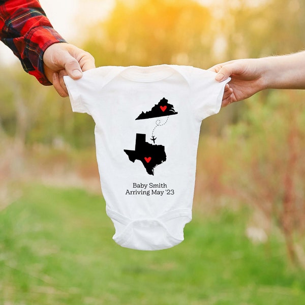 Adoption Announcement, We're Adopting, Hoping to adopt sign, Across country out of state adoption, Custom Personalized, Baby bodysuit outfit