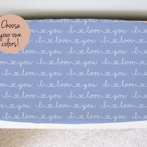 Baby changing pad cover, Custom personalized changing table cover, Hearts gender neutral nursery, Baby bedding sheets, Shower gift, Boy Girl