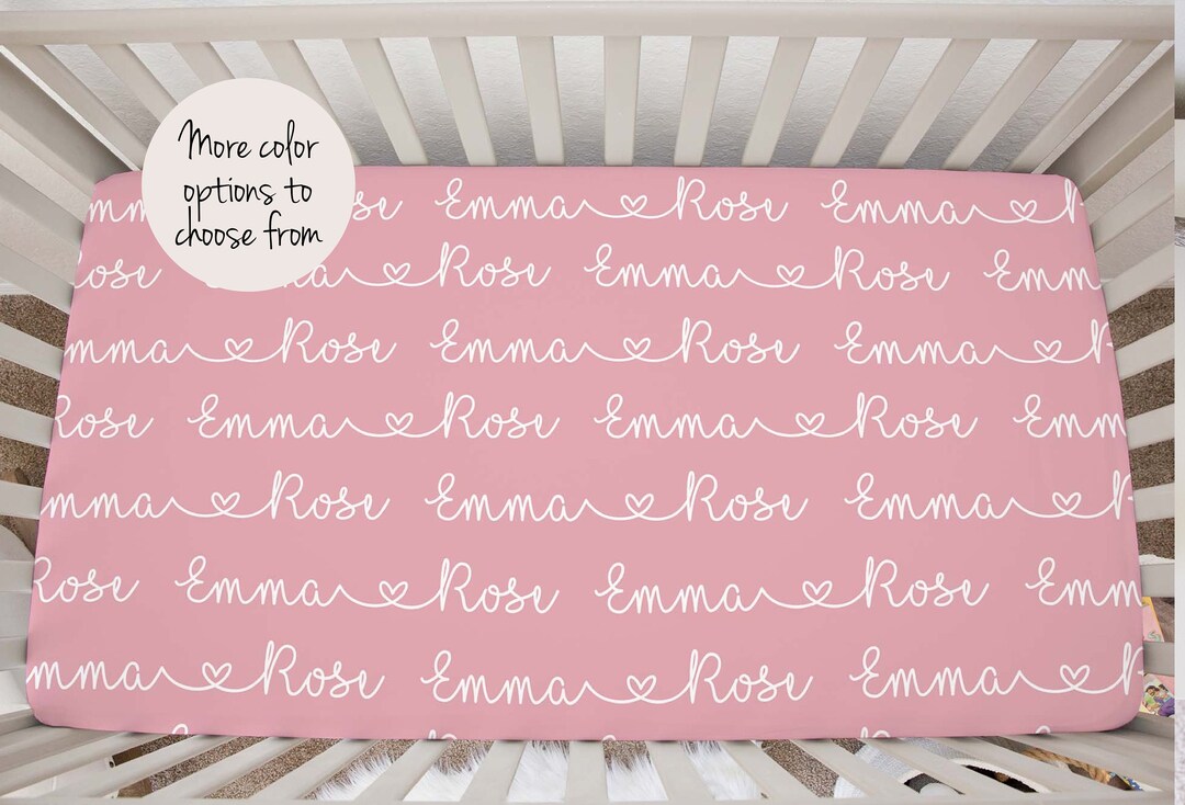Name Crib Sheet, Personalized Baby Custom Crib Sheets, Fitted Mini Crib Sheet, Girl Boy Crib