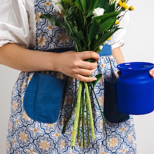 Cute Apron, Apron Dress, Plus Size Apron, Pattern, for Women, Mom Gift, Grandma Gift, Mother Gift From Daughter, Unisex Apron, Florence Blue image 4