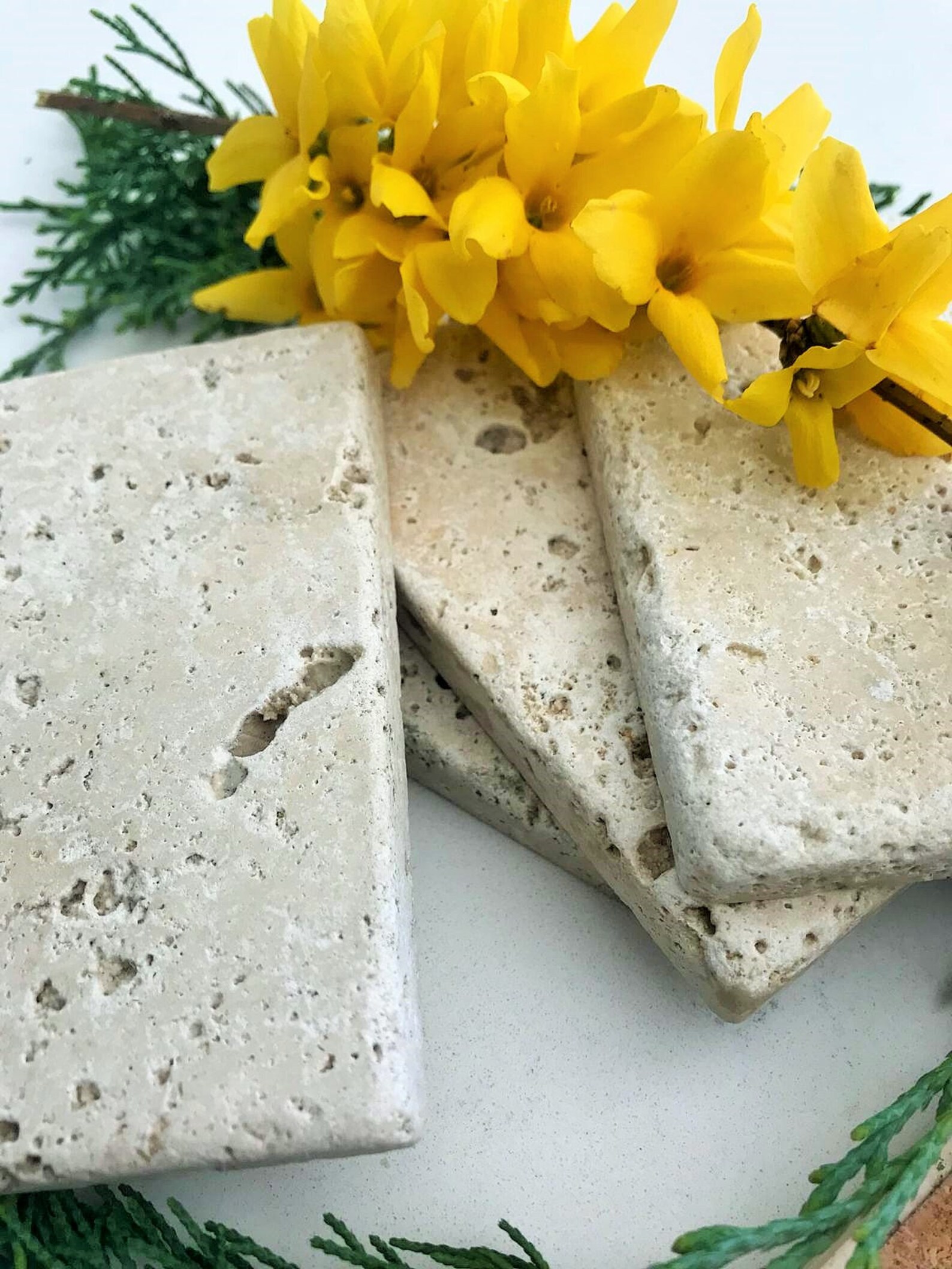 Absorbent Travertine Coasters Stone Coaster Plain Travertine Etsy