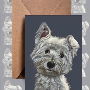 Leggermente danneggiato/West Highland Terrier/Westie/Dog Card/Westie Card/Cartolina d'auguri per cani/Carta della fauna selvatica/Carta vuota/