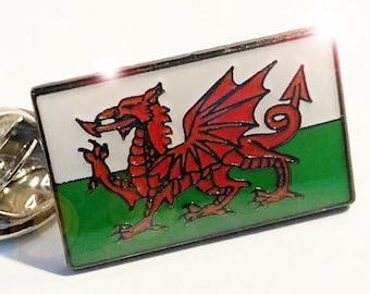 National Flag Of Wales - Welsh Dragon - Top Quality Enamel Pin Badge - (12mm x 20mm)