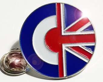 RAF Roundel / Union Flag -  Mod -  Top Quality Enamel Pin Badge - The Who - Quadrophenia - The Jam - The Small Faces. (25mm / 1" diameter)