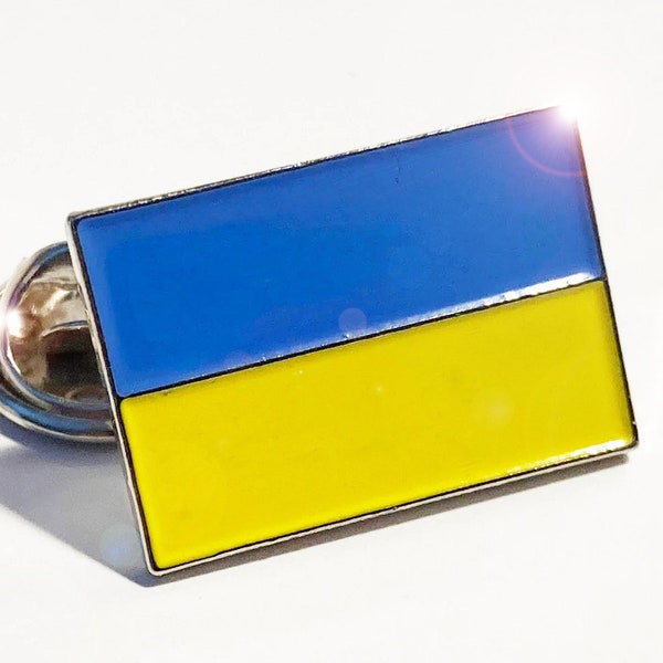 Drapeau national de l'Ukraine - Badge en émail de haute qualité - (12 mm x 20 mm)