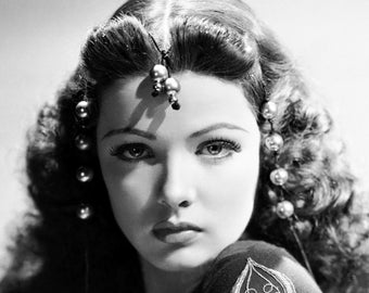 Gene Tierney Monochrome Photo Print 03 (A4 Size - 210 x 297mm - 8.5" x 11.75")