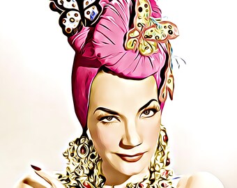 Carmen Miranda Unique Graphic Art Illustration Print 01 (A4 Size - 210 x 297mm - 8.5" x 11.75")