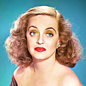 Bette Davis Unique Graphic Art Illustration Print 01 A4 Size 210 x 297mm 8.5 x 11.75 image 1