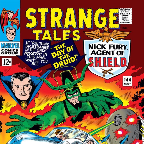 Strange Tales #144 Featuring Nick Fury & Doctor Strange - Front Cover Reproduction (A4 Size - 210 x 297mm - 8.5" x 11.75")