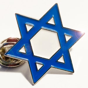 Star of David / Israeli Flag Style - Top Quality Enamel Pin Badge - (25mm x 25mm - 1" x 1" approx.)