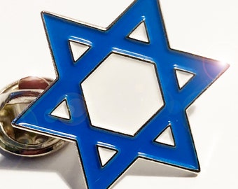 Davidstern / Israelische Flagge Stil - Top Qualität Emaille Pin Abzeichen - (25mm x 25mm - 1 "x 1" ca.)