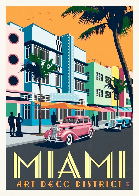 Art deco travel sale posters