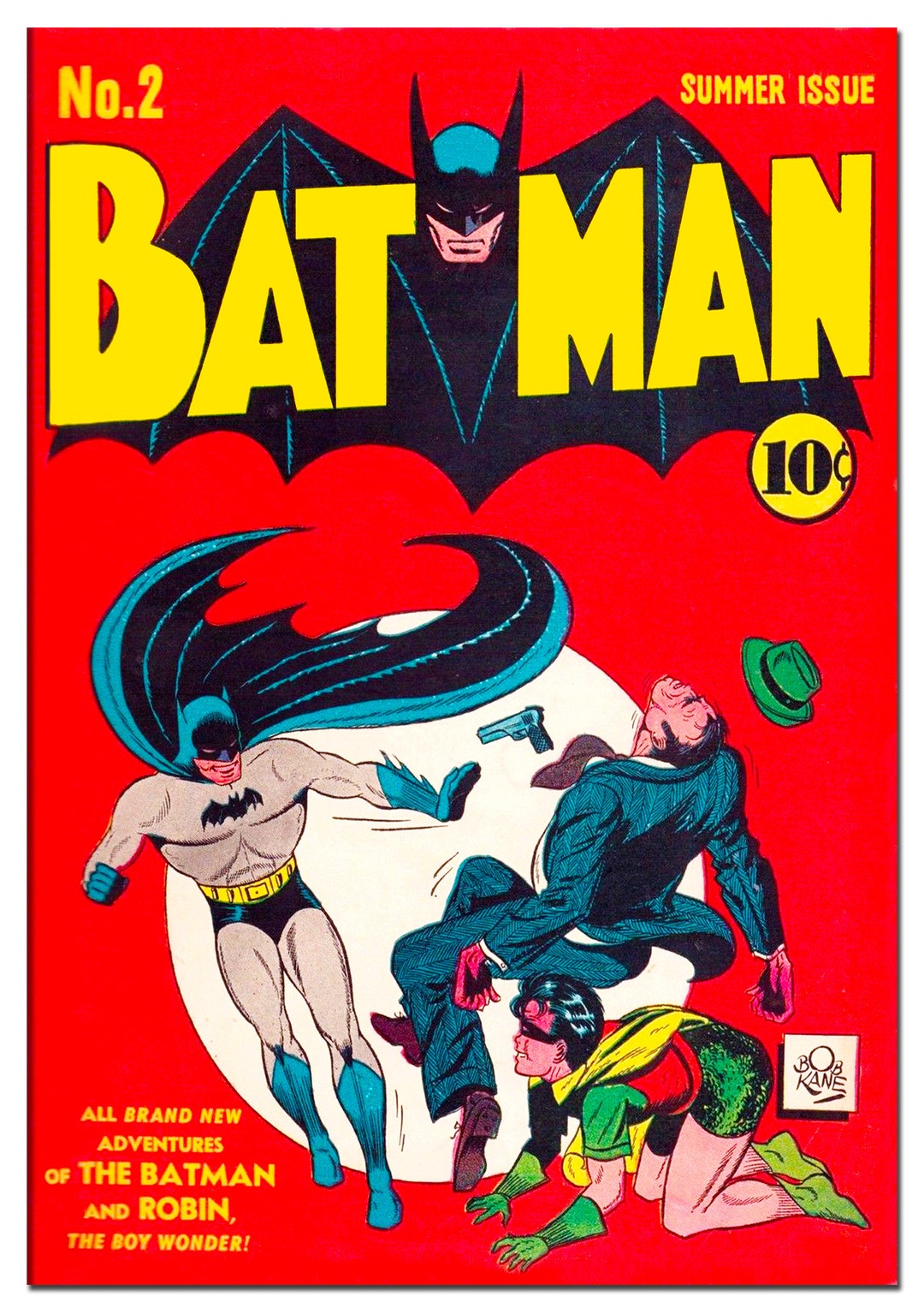 Batman Issue 2 Summer 1940 Front Cover Reproduction A4 Size 210 X 297mm ...
