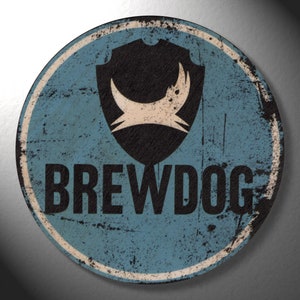 Brewdog Vintage Distressed Look Round Natural Wooden Wall Plaque - Bar Sign / Home Decor  (19cm / 190mm Diameter - 7.5 inches)