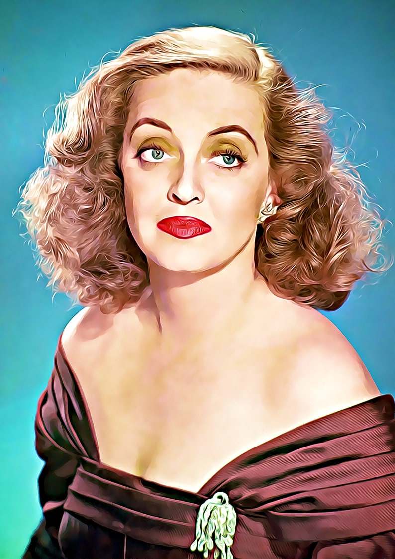 Bette Davis Unique Graphic Art Illustration Print 01 A4 Size 210 x 297mm 8.5 x 11.75 image 1