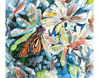 A Monarch Moment: Butterfly Watercolor Art Print