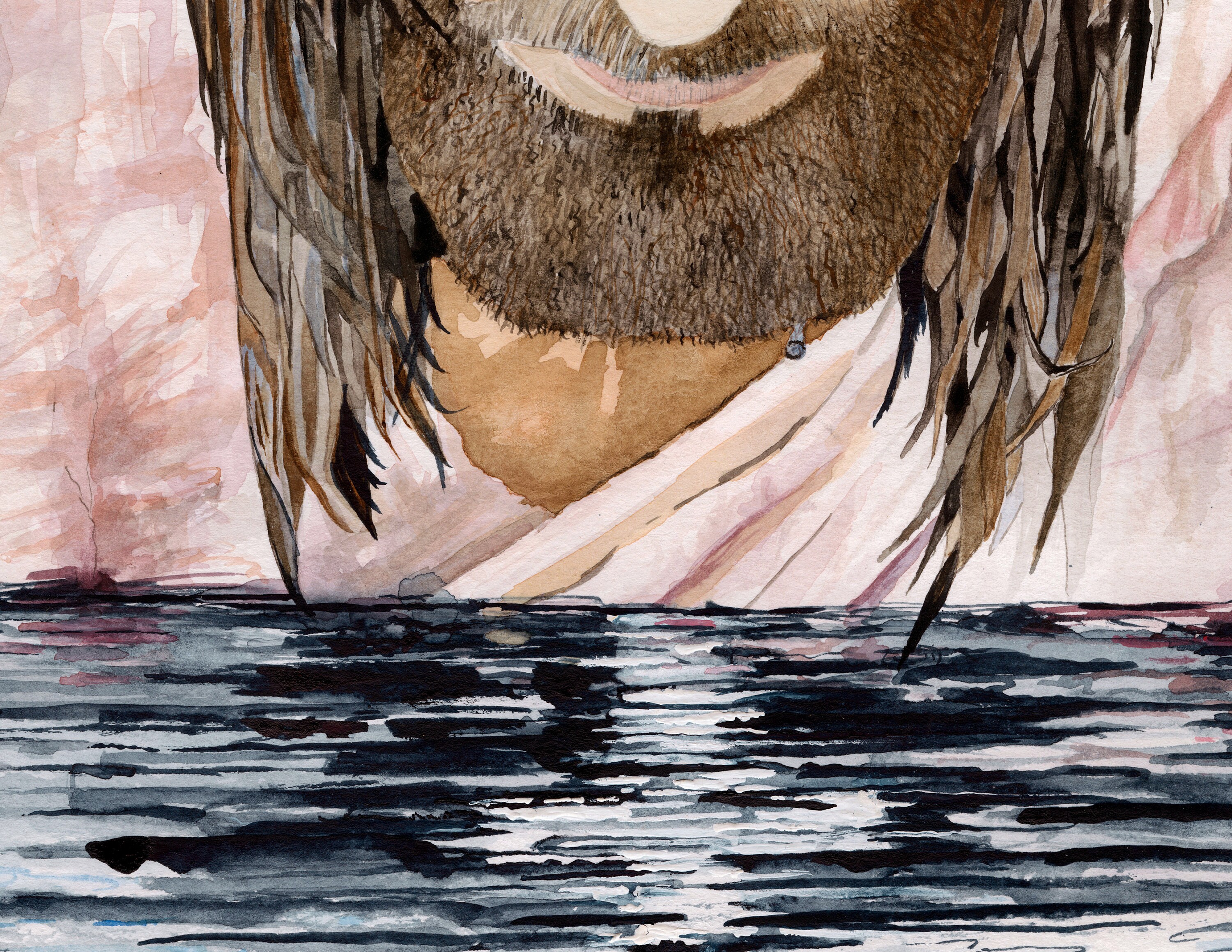 This is my son in whom i am well pleased jesus baptism watercolor art