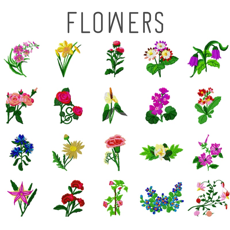 Flower Embroidery Pattern Etsy