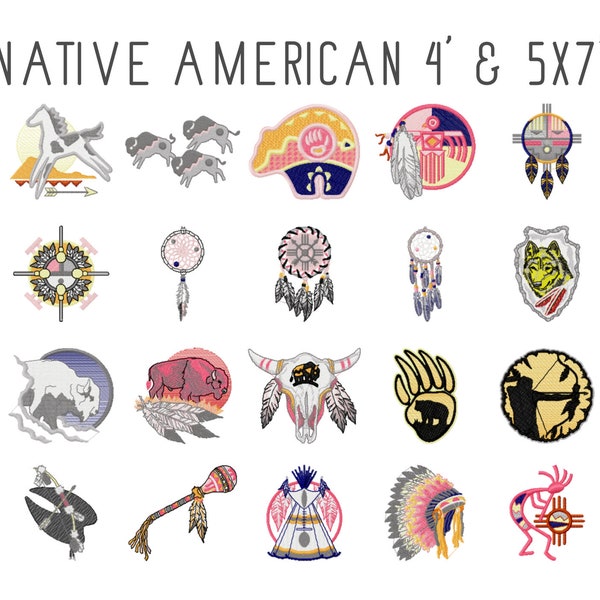 20 Native American machine embroidery designs, southwest embroidery pattern, dreamcatcher design, head dress embroidery, bohemian embroidery