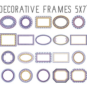 20 Decorative frame machine embroidery designs, large border embroidery, monogram border, decorative embellishment art deco instant download