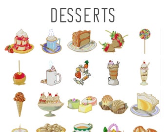 30 Dessert machine embroidery designs, cookie embroidery pattern, apple pie pattern, coffee embroidery, ice cream pattern, instant download