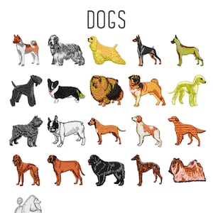 21 Dogs machine embroidery designs, animal embroidery pattern, dog pattern, golden retriever embroidery, chow chow french bulldog poodle